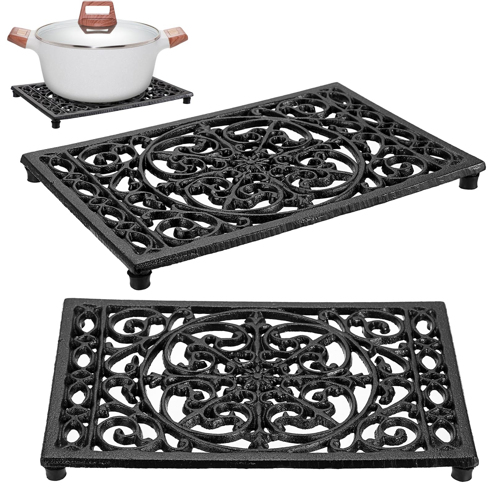 Cast Iron Teapot - مستطيل الحديد الزهر الركيزة مقاومة للحرارة