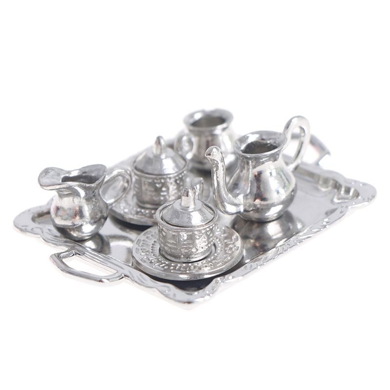Coffee Tea Sugar Set - 10 قطعة/المجموعة 1/12 دمية مصغرة الفضة