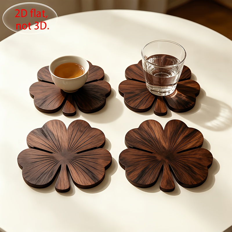 Coffee Tea Sugar Set - 4 قطع من حاملات الأكواب الخشبية