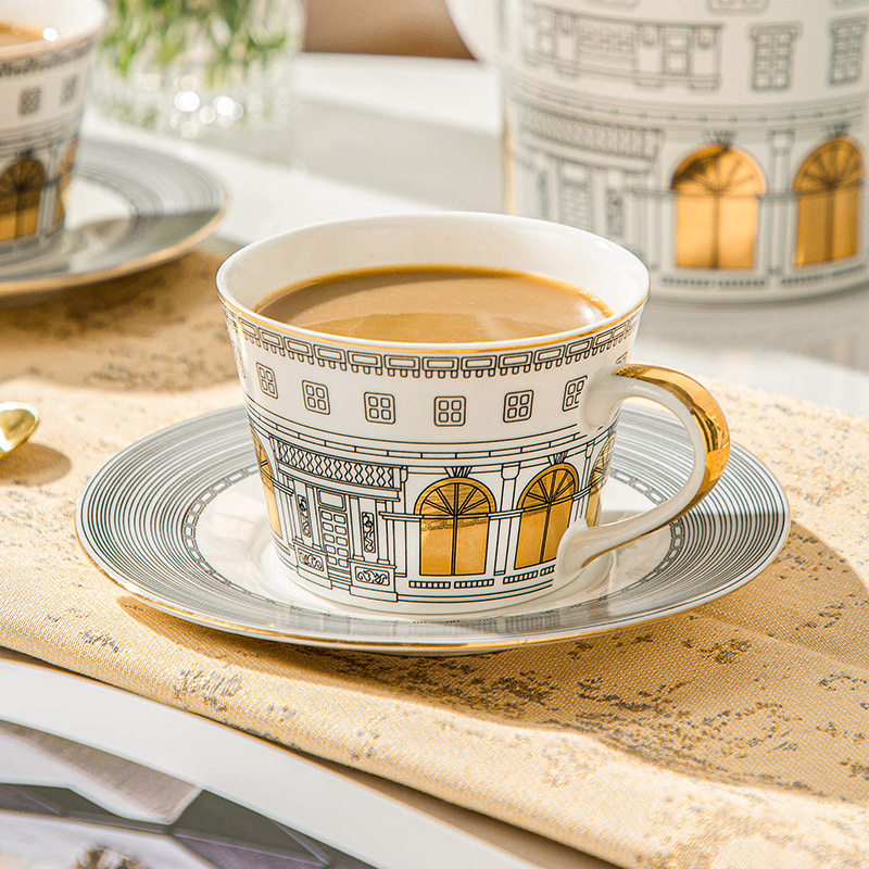 Coffee Tea Sugar Set - كوب معمارية وصحون قهوة كوب أوروبي