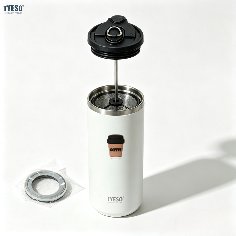 French Press Glass - ثيرموس تايسو 750 مل، وعاء قهوة