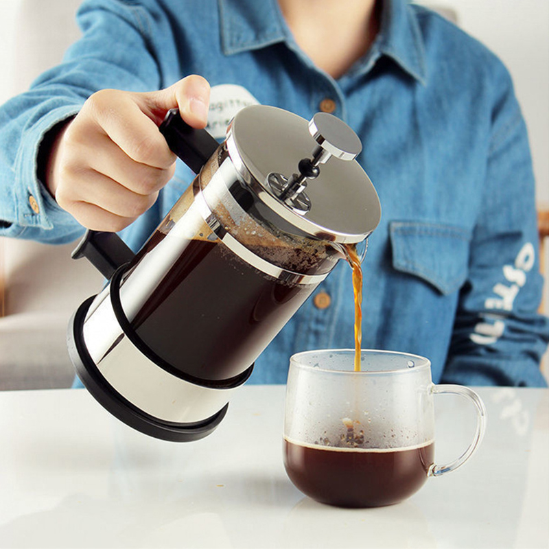 French Press Glass - إبريق قهوة فرنسي مع فلتر، مصنوع