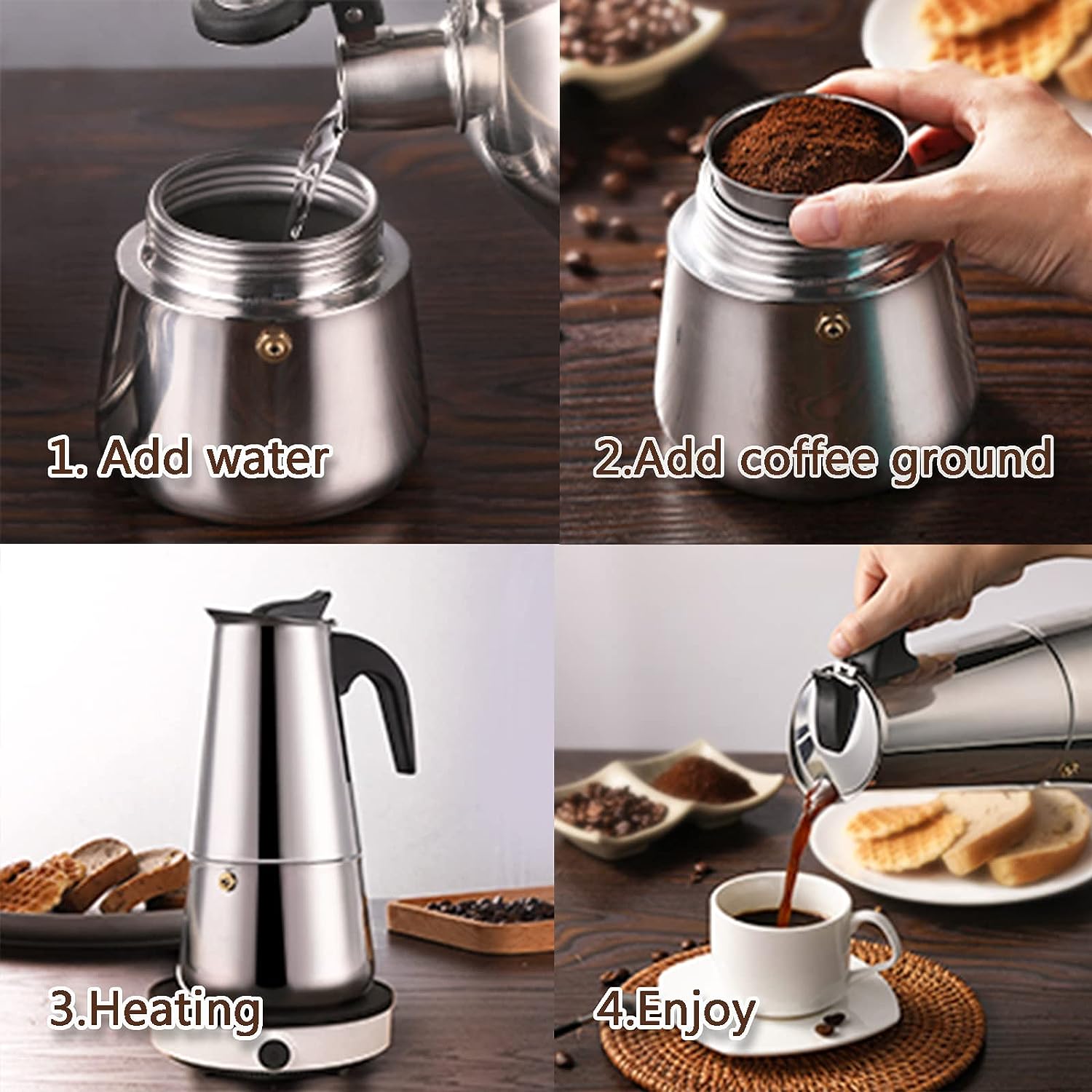 4/أكواب-ماكينة صنع قهوة موكا - مراجعة Coffee Tea Making Machine وسعره