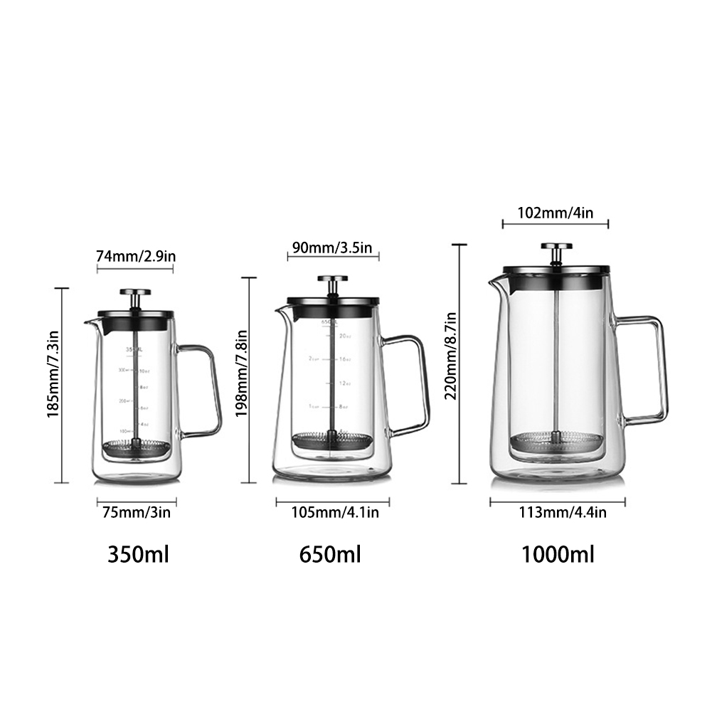 وعاء ضغط فرنسي مزدوج الطبقات و - مراجعة French Press Glass وسعره