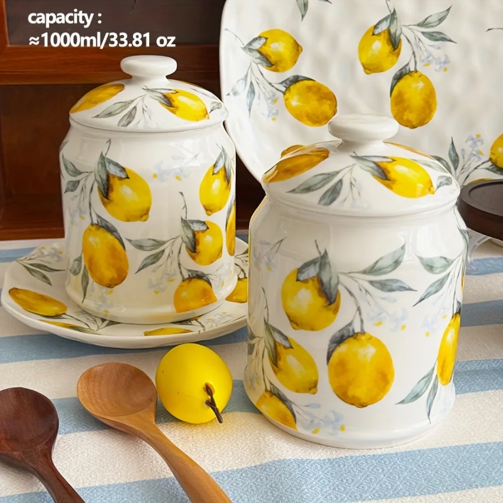 وعاء تخزين سيراميك بنقشة الليم - مراجعة Lemon Tea Coffee وسعره