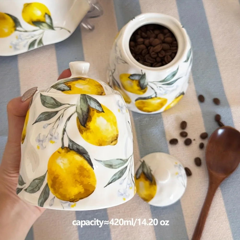 وعاء تخزين سيراميك بنقشة الليم - مراجعة Lemon Tea Coffee وسعره