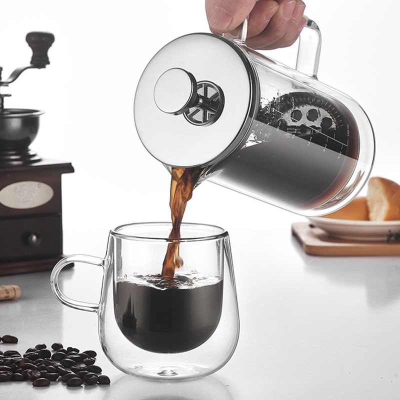 وعاء قهوة فرنسي بطبقتين بمقياس - مراجعة French Press Glass وسعره