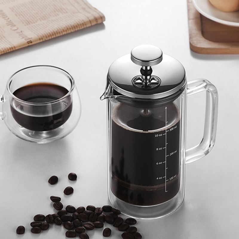 وعاء قهوة فرنسي بطبقتين بمقياس - مراجعة French Press Glass وسعره