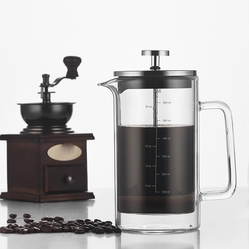وعاء قهوة فرنسي بطبقتين بمقياس - مراجعة French Press Glass وسعره